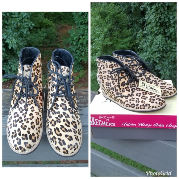 skechers leopard booties